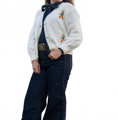 Turquoise Haven Roper Knit Cardigan In Cream In White