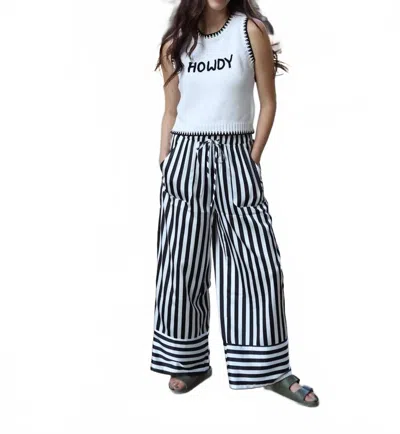 Turquoise Haven Striped Pant In Black And White In Multi