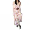 Turquoise Haven Western-inspired Maxi Dress With Cactus Print In Multi In Pink