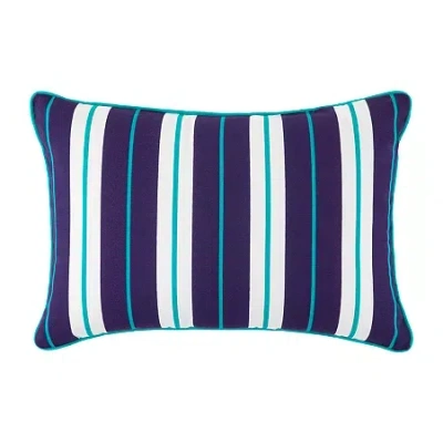 Turquoise Sun Ink Stripe Self Cording Rectangular Throw Pillow In Blue