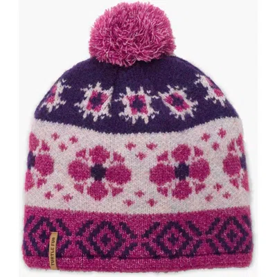 Turtle Fur Camilla Pom Beanie In Purple