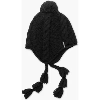 Turtle Fur Ingrid Earflap Pom Beanie In Black