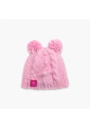 Turtle Fur Kids Fluff Balls Pom Pom Winter Hat In Pink