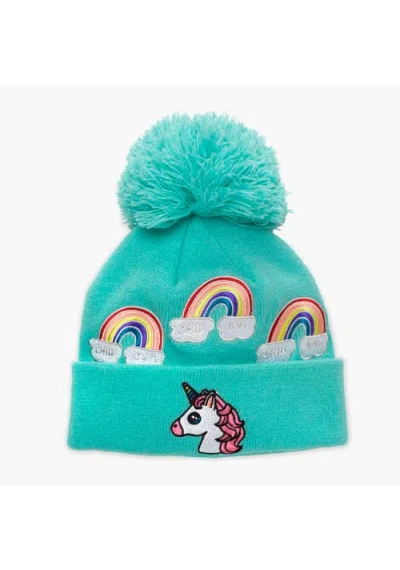 Turtle Fur Kids Unicorn Pom Winter Hat In Green