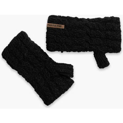 Turtle Fur Mika Wool Fingerless Mittens In Black