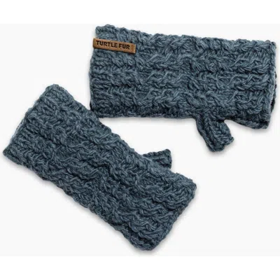 Turtle Fur Mika Wool Fingerless Mittens In Blue