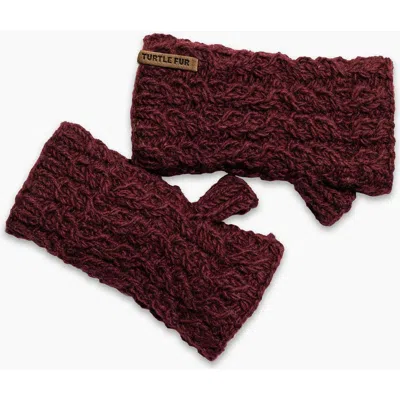 Turtle Fur Mika Wool Fingerless Mittens In Burgundy