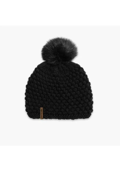 Turtle Fur Snowfall Pom Slouch Beanie In Black