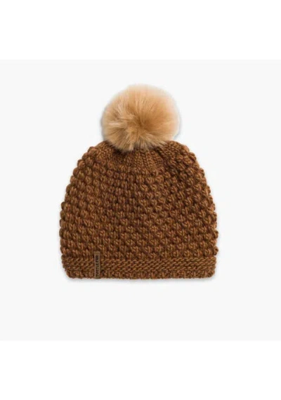 Turtle Fur Snowfall Pom Slouch Beanie In Brown