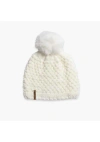 Turtle Fur Snowfall Pom Slouch Beanie In White