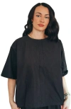 Turtledove London Organic Cotton Doris Tie Back Top In Black