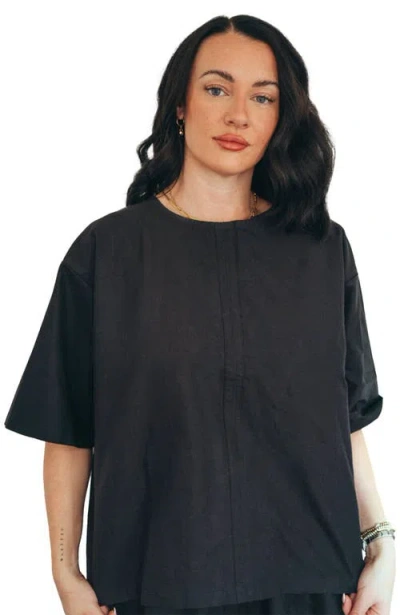 Turtledove London Organic Cotton Doris Tie Back Top In Black