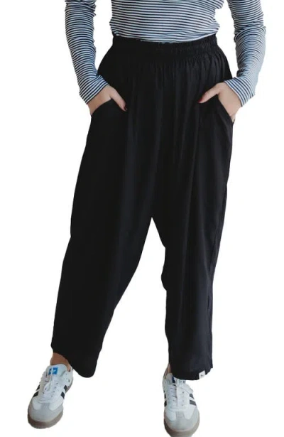 Turtledove London Organic Cotton Drape Trousers In Black