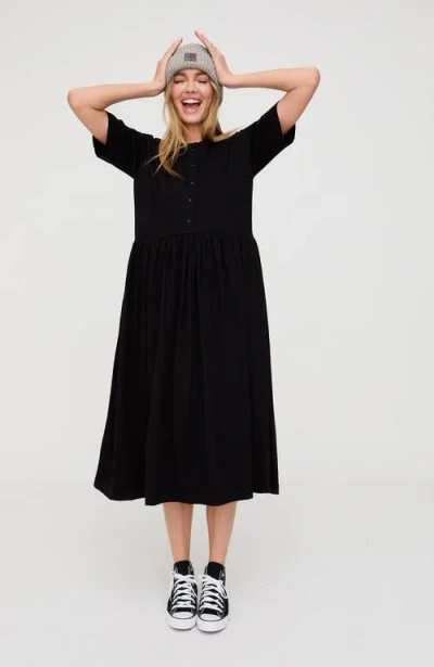 Turtledove London Organic Cotton Matilda Midi Dress In Black