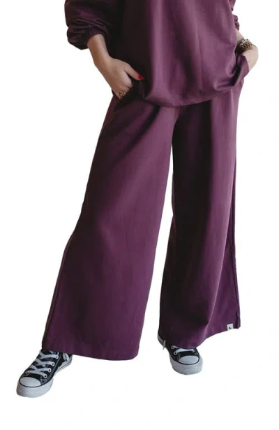 Turtledove London Organic Cotton Noor Wide Leg Trousers In Purple