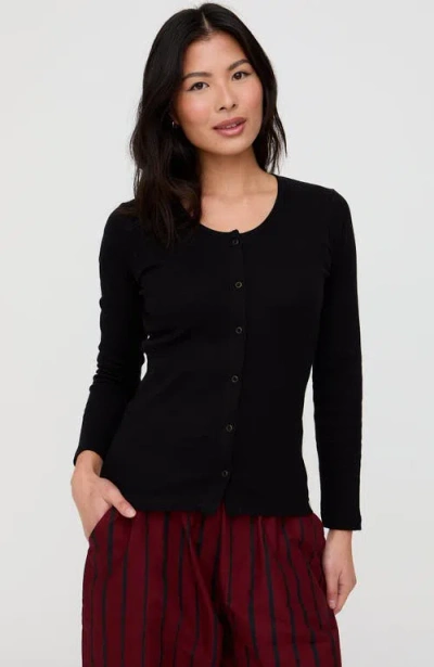 Turtledove London Organic Cotton Nora Long Sleeve Top In Black