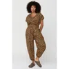 Turtledove London Rita Tie Waist Organic Cotton Jumpsuit In Brown
