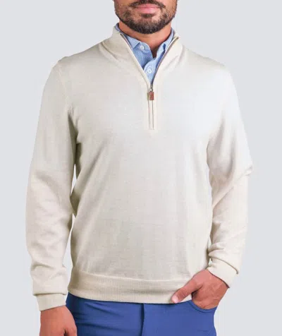 Turtleson Extra Fine Merino 1/4 Zip Sweater In Antique White