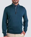 Turtleson Extra Fine Merino 1/4 Zip Sweater In Juniper Heather In Blue