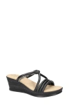 Tuscany By Easy Street® Elvera Womens Embellished Faux Leather Wedge Sandals In Black