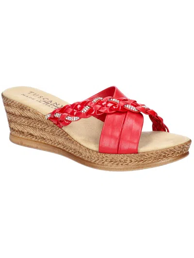 Tuscany By Easy Street® Gessica Womens Leather Braided Wedge Sandals In Red