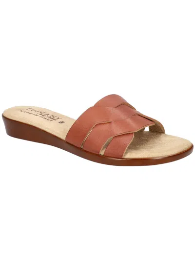 Tuscany By Easy Street® Nicia Womens Faux Leather Slide Sandals In Brown