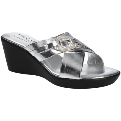 Tuscany By Easy Street® Sabina Womens Faux Leather Wedge Sandals