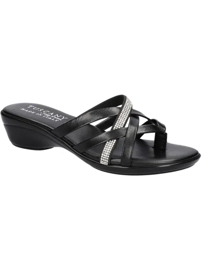 Tuscany By Easy Street® Womens Faux Leather Faux Leather Strappy Sandals In Black