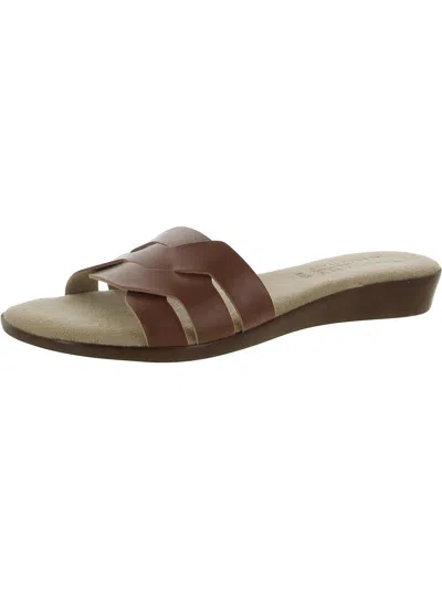 Tuscany By Easy Street® Zanobia Womens Faux Leather Criss-cross Front Slide Sandals In Brown