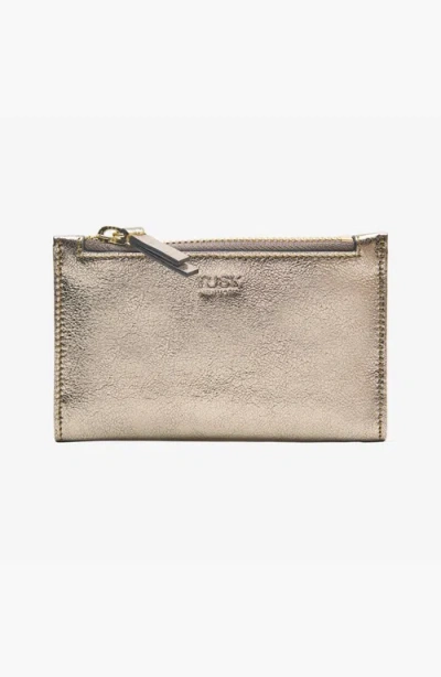 Tusk Jen Slim Card Case With Zip Coin Pocket In Gold