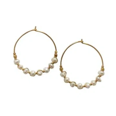 Tuskcollection Ibu Pearl And Gold Hoop Earrings