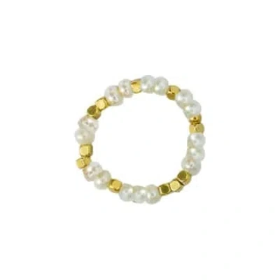 Tuskcollection Ibu Ring Stone Dot Pearls In White