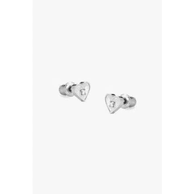 Tutti & Co Loyalty Heart Stud Earrings In Metallic