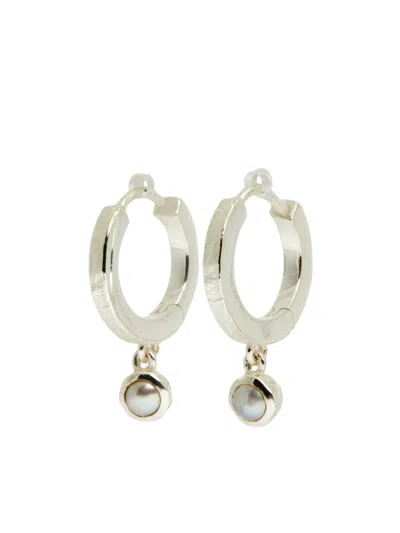 Tutti & Co Pearl Hoop Earrings In Silver