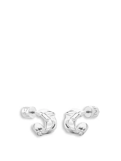 Tutti & Co Ripple Scrunched Hoop Earrings In Silver + Ecoat Plating