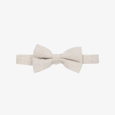 Tutto Piccolo Kids' Boys Beige Linen & Cotton Bow Tie