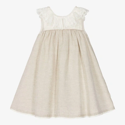 Tutto Piccolo Babies' Girls Beige Linen & Cotton Dress