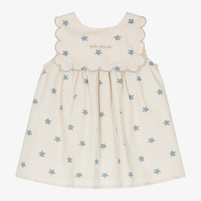 Tutto Piccolo Babies' Girls Beige Stripe & Stars Cotton Dress