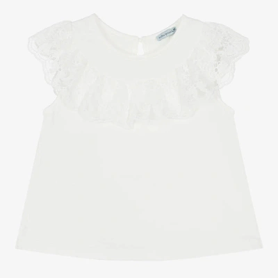 Tutto Piccolo Kids' Girls Ivory Cotton Sleeveless T-shirt