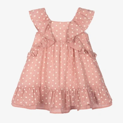 Tutto Piccolo Kids' Girls Pink Flower Embroidered Dress