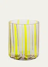 Tuttoattaccato Lemon Yellow Stripe Low Drinking Glass, 11.15 Oz. In Lemon Yellow