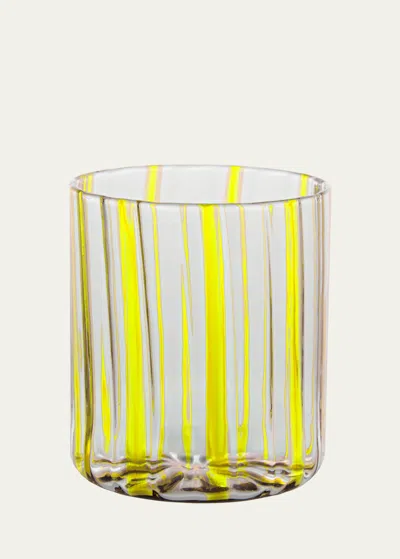 Tuttoattaccato Lemon Yellow Stripe Low Drinking Glass, 11.15 Oz.