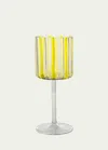 Tuttoattaccato Lemon Yellow Stripe Wine Glass, 6.75 Oz. In Lemon Yellow