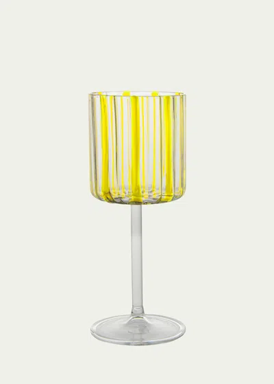 Tuttoattaccato Lemon Yellow Stripe Wine Glass, 6.75 Oz.