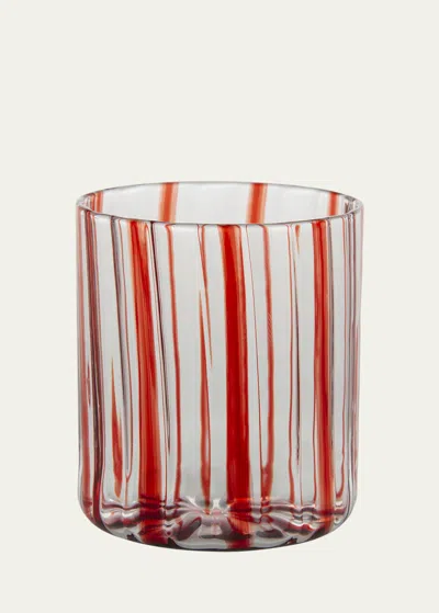 Tuttoattaccato Red Stripe Low Drinking Glass, 11.15 Oz.