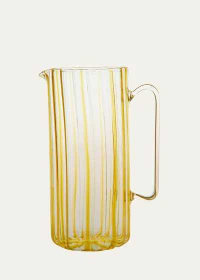Tuttoattaccato Ribbed Tall Straight Glass Pitcher, Amber