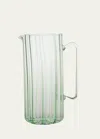 Tuttoattaccato Ribbed Tall Straight Glass Pitcher, Green In Green