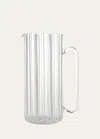 Tuttoattaccato Ribbed Tall Straight Glass Pitcher, White In White