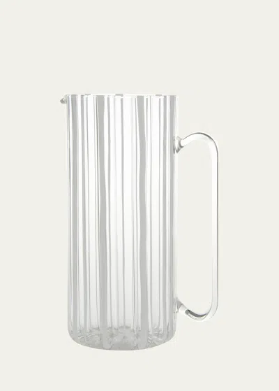 Tuttoattaccato Ribbed Tall Straight Glass Pitcher, White