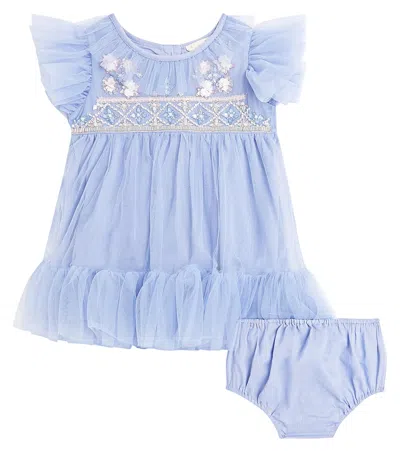 Tutu Du Monde Baby Antoinette Ruffled Dress And Bloomers Set In Blue